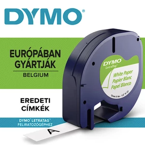 DYMO - Feliratozó készülék szalag 12mmx4m papír fehér Új cikkszám: S0721510 (régi 500 véggel)