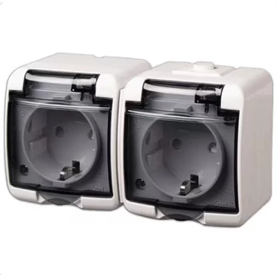 GAO - Dugalj 2x(2P+F) 16A/250V vízmentes, falon kívüli, IP54 AQUASTAR, 22121
