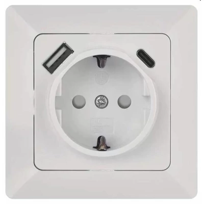 Emos Aljzat USB A+USB C, fehér A6000.5 8592920119570