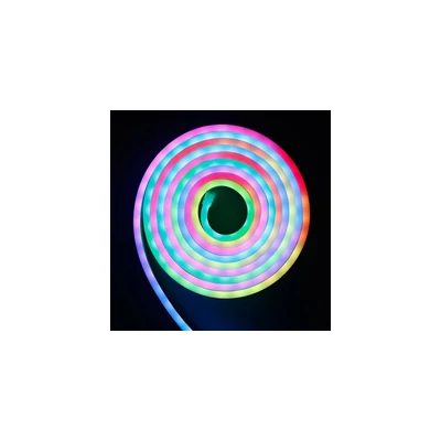 DEL1636 Led szalag neon flex RGB szett távirányítóval, tápegységgel, 3m, IP65,12V DC, 4,8W/m, 300lm/m, 120Led/m, SMD2835,delux