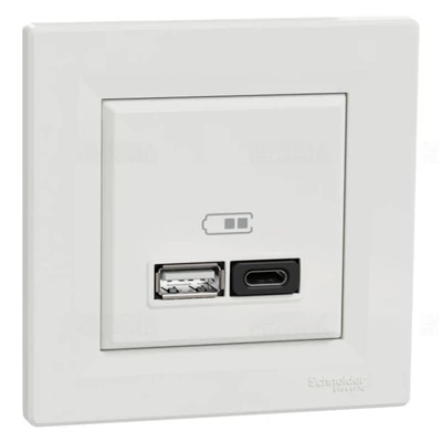 Schneider EPH2700421 ASFORA Dupla USB gyorstöltő, A+C, 45W, fehér