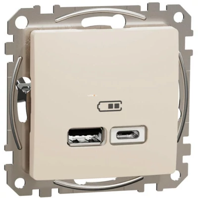 Schneider Új Sedna Dupla Usb Töltő, A+C, 2.4a, Bézs