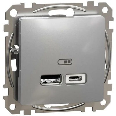 Schneider Új Sedna Dupla Usb Töltő, A+C, 2.4a, Alumínium